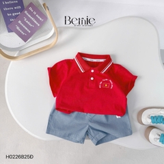 Set bộ polo Lá cờ Độc lập Việt Nam áo polo đỏ kèm quần short cho bé trai size 9 tới 25kg BERNIE H0226B25Đ