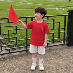 Áo thun áo Cờ đỏ sao vàng Việt Nam chất cotton tay ngắn unisex cho bé trai bé gái size 9 tới 28kg BERNIE H0226A24Đ
