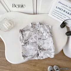 Set bộ sơ mi áo tanktop họa tiết graphic Secret cho bé trai kèm quần short jean 9kg đến 28kg BERNIE H1225B31