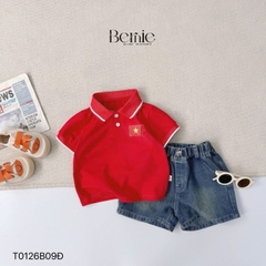Áo thun polo Lá cờ đỏ sao vàng em bé Việt Nam tay ngắn unisex bé trai bé gái 9-28kg BERNIE H0725A41
