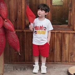 Set bộ cộc tay cho bé trai áo thun họa tiết người Việt nam kèm quần short size 9kg đến 28kg BERNIE H0226B22Đ 