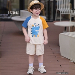 Set bộ tay ngắn cho bé trai áo thun cotton họa tiết Animal Vui Nhộn và quần short kaki 1 đến 7 tuổi BERNIE H0226B06Đ 