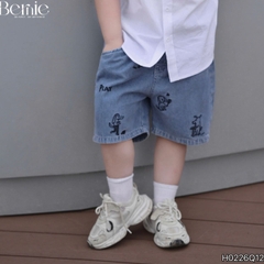 Quần short quần jean cho bé trai họa tiết thêu ngộ nghĩnh đi chơi đi học size 11kg tới 28kg BERNIE KIDS H0226Q12