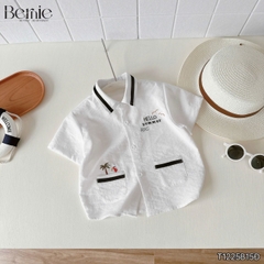 Set bộ sơ mi tay ngắn cho bé trai phối màu họa tiết Summer kèm quần short size 9 đến 25kg BERNIE H1225B15Đ