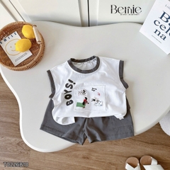 Set bộ bé trai áo tanktop họa tiết Boys phong cách hàn quốc kèm quần short size 1 tới 7 tuổi BERNIE T0226B10