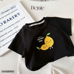Set bộ tay ngắn unisex cho bé trai áo thun họa tiết Lemon day kèm quần short kaki size 9 đến 25kg BERNIE H0426B51Đ