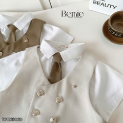 Set bộ vest gile Hoàng gia cho bé trai áo sơ mi tay ngắn phối gile kèm quần và cà vạt 1 đến 7 tuổi BERNIE T0126B06Đ 