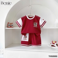 Set bộ bé trai áo thun tay ngắn Trung thu Lân đỏ kèm quần short cho bé trai size 9 đến 25kg BERNIE T0626B53
