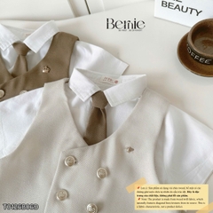 Set bộ vest gile Hoàng gia cho bé trai áo sơ mi tay ngắn phối gile kèm quần và cà vạt 1 đến 7 tuổi BERNIE T0126B06Đ 