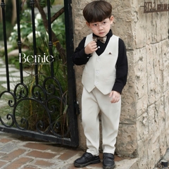 Quần dài quần âu chất chéo tuyết màu be cho bé trai phong cách thanh lịch size 9kg tới 25kg  BERNIE H0726Q12