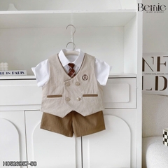 Set vest gi lê 4CT phối viền Royal cho bé trai bé gái kèm cà vạt hoặc nơ size 9 tới 28kg BERNIE H0526B58 