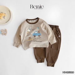 Set bộ dài tay áo thun raplang phối màu Little Riders kèm quần dài cho bé trai size 9 tới 25kg BERNIE H0426B20