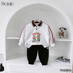 Set bộ polo unisex cho bé trai bé gái áo polo tay dài họa tiết Hello Buddies kèm quần dài size 9 tới 28kg BERNIE T0426B10