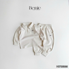 Set bộ dài chất thun cotton áo polo thêu ngựa kèm quần dài cho bé trai size 9 tới 25kg BERNIE H0726B35