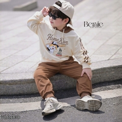 Set bộ thể thao áo hoodie bóng chày tay dài phối màu kèm mũ và quần dài cho bé trai 11 tới 28kg BERNIE V0426B38