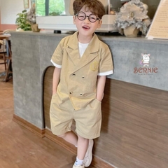 Đồ bộ vest cho bé trai cộc tay phong cách hàn quốc chất chéo hàn 1 đến 7 tuổi BERNIE Kids