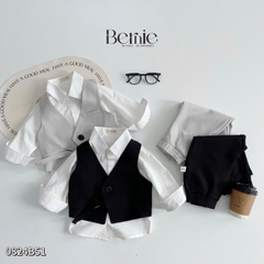 Set đồ vest gile dài công tử cổ V 3 chi tiết phong cách hàn quốc cho bé trai 1 đến 7 tuổi Bernie 0824B51