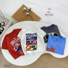 Áo thun ngắn tay BERNIE cotton 4 chiều siêu nhân phối màu trắng đỏ cho bé trai bé gái 8 đến 25kg