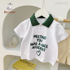 Set đồ bộ thun ngắn tay bé trai polo hàn quốc gồm áo phông màu trắng Meeting you quần thô mềm 1 đến 7 tuổi BERNIE