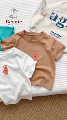 Áo phông cộc tay trơn cho bé trai bé gái unisex ngắn tay cotton màu trắng vàng 1 đến 7 tuổi BERNIE