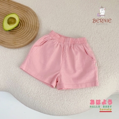 Quần sooc đùi linen kaki mềm bé trai bé gái unisex màu trắng nâu be BERNIE phong cách hàn quốc 7kg đến 30kg