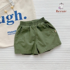 Quần sooc đùi linen kaki mềm bé trai bé gái unisex màu trắng nâu be BERNIE phong cách hàn quốc 7kg đến 30kg