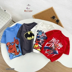 Áo thun ngắn tay BERNIE cotton 4 chiều siêu nhân phối màu trắng đỏ cho bé trai bé gái 8 đến 25kg