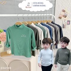 Áo phông cố lọ cao 3 phân dài tay basic cho bé trai bé gái thun cotton tăm 1 đến 7 tuổi BERNIE kids