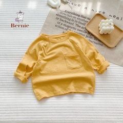 Áo phông trơn dài tay unisex cho bé trai gái BERNIE cotton xược mềm mại nhiều màu 8 đến 25kg 22A234