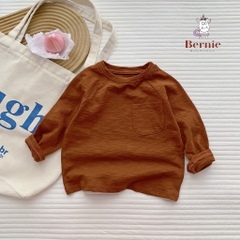 Áo phông trơn dài tay unisex cho bé trai gái BERNIE cotton xược mềm mại nhiều màu 8 đến 25kg 22A234