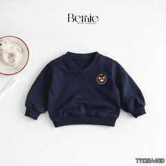 Áo thun Sweater dài tay Gấu họa tiết thêu gấu cho bé trai bé gái 1 đến 7 tuổi BERNIE T1125A48Đ