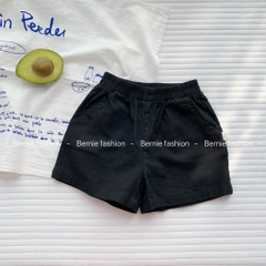 Quần sooc đùi linen kaki mềm bé trai bé gái unisex màu trắng nâu be BERNIE phong cách hàn quốc 7kg đến 30kg