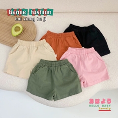 Quần sooc đùi linen kaki mềm bé trai bé gái unisex màu trắng nâu be BERNIE phong cách hàn quốc 7kg đến 30kg