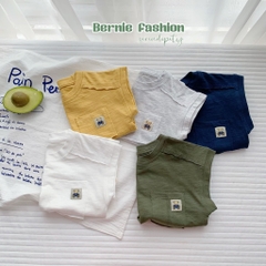 Áo tanktop cotton xược túi ngực thêu gấu dáng hàn quốc cho bé trai bé gái từ 9đến 24kg BERNIE 23A026