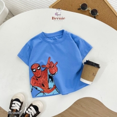 Áo thun ngắn tay BERNIE cotton 4 chiều siêu nhân phối màu trắng đỏ cho bé trai bé gái 8 đến 25kg