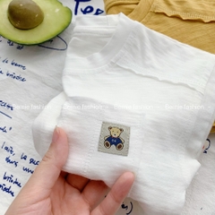 Áo tanktop cotton xược túi ngực thêu gấu dáng hàn quốc cho bé trai bé gái từ 9đến 24kg BERNIE 23A026