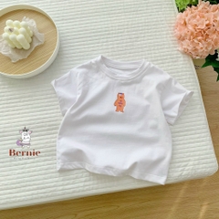 Áo phông cộc tay trơn cho bé trai bé gái unisex ngắn tay cotton màu trắng vàng 1 đến 7 tuổi BERNIE