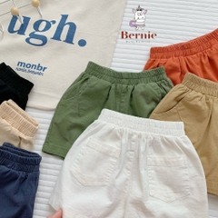Quần sooc đùi linen kaki mềm bé trai bé gái unisex màu trắng nâu be BERNIE phong cách hàn quốc 7kg đến 30kg