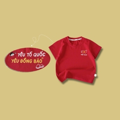 Áo thun áo Cờ đỏ sao vàng Việt Nam chất cotton tay ngắn unisex cho bé trai bé gái size 9 tới 28kg BERNIE H0226A24Đ
