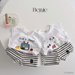 Set bộ thun cotton dài tay cho bé trai màu trơn basic hàn quốc thêu mỏ neo 1 đến 7 tuổi BERNIE 0523B013