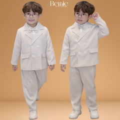 Set bộ vest dài tay 3 chi tiết Vest quần nơ cho bé trai phong cách hàn quốc đi tiệc đi chơi 1 đến 7 tuổi BERNIE T1123B015