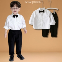 Set sơ mi xếp ly nơ DÀI H0725B47