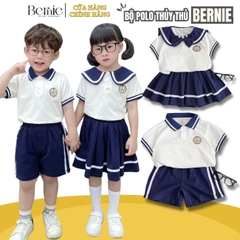 Bộ đồ thun Polo cho bé trai bé gái đồng phục BERNIE thủy thủ quần short ngắn chân váy xếp ly 8-30kg H0924B04