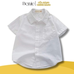 Set bộ quần áo set sơ mi công tử ngắn tay bé trai đính nơ rời mặc sinh nhật đi chơi đi tiệc 1 đến 7 tuổi BERNIE