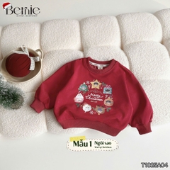 Áo Noel màu đỏ áo thun Giáng sinh dài tay cho bé trai bé gái size 1 đến 7 tuổi BERNIE T1025A04