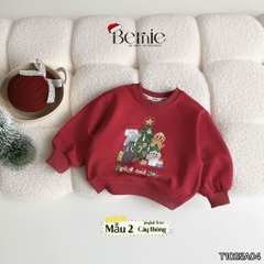 Áo Noel màu đỏ áo thun Giáng sinh dài tay cho bé trai bé gái size 1 đến 7 tuổi BERNIE T1025A04
