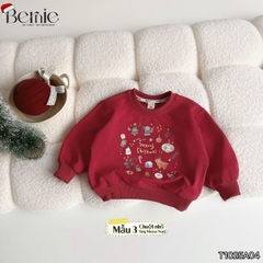 Áo Noel màu đỏ áo thun Giáng sinh dài tay cho bé trai bé gái size 1 đến 7 tuổi BERNIE T1025A04