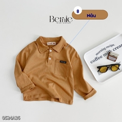 Áo thun polo tay dài phối túi cho bé trai mặc đi học đi chơi phong cách hàn quốc 1tới 7 tuổi BERNIE 0524A36