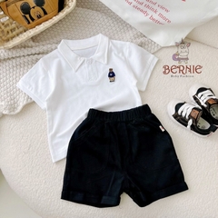 Set đồ bộ Polo tngắn tay cho bé trai áo thun cotton quần kaki vintage hàn quốc 1 đến 7 tuổi Bernie kids