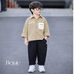 Set bộ đồ quần áo sơ mi cho bé trai phong cách hàn quốc sành điệu áo sơ mi ngắn tay kèm quần dài kaki 1 đến 7 tuổi BERNIE